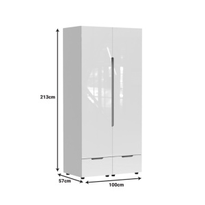 Dulap haine Afina, alb lucios, 100x57x213 cm - Img 4