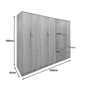 Dulap haine Lego V7, stejar sonoma, 240x42x180 cm - Img 4