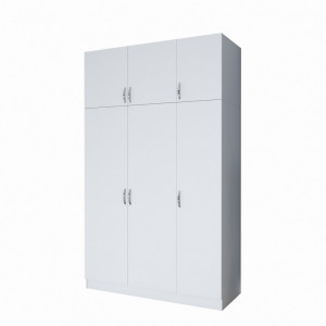 Dulap haine Model BA104, Alb, 145x55x239 cm - Img 4