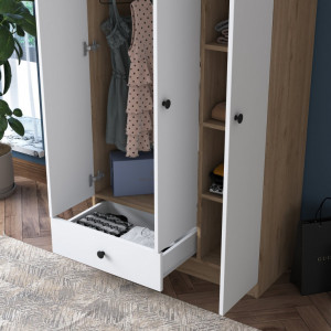 Dulap haine Model BA117, Alb/Nuc, 90x42.5x170 cm - Img 7