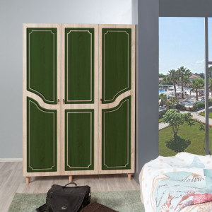 Dulap haine Model Mode-623, Stejar/Verde, 135x52x192 cm - Img 2