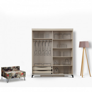 Dulap haine Model Pacific, Bej, 150x60x216 cm - Img 2