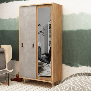 Dulap haine Model Rana, Stejar/Pin, 100x60x190 cm - Img 1