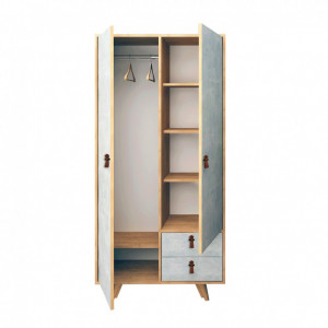 Dulap haine Model Suwon, Stejar/Gri deschis, 100x52x190 cm - Img 3