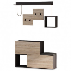 Dulap Pantofi Model Richardson, Antracit, Stejar, 120x32x78 cm - Img 1