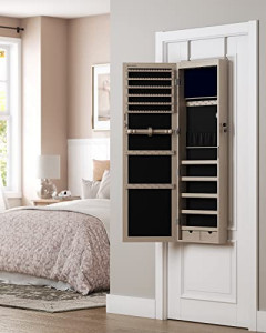 Dulap pentru bijuterii, Songmics, Bej-Maro, 120x10x36.7 cm - Img 3