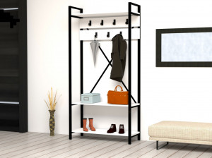 Dulap pentru hol Model Andy, Alb/Gri, 90x34x180 cm - Img 2