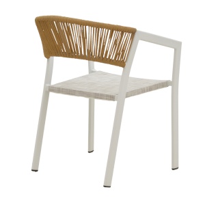 Fotoliu de exterior, Model Glisten, culoare alb si natural, aluminiu si poliratan, 56x62x77 cm - Img 3