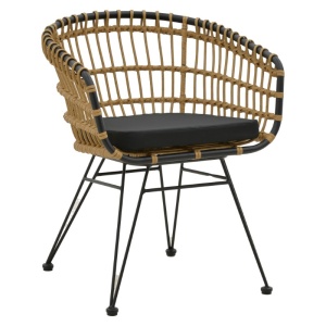 Fotoliu de exterior, Model Naoki, culoare natural si negru, metal si poliratan, 62x62x70 cm - Img 2