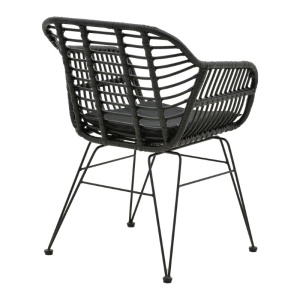 Fotoliu de exterior, Model Naoki, culoare negru, metal si poliratan, 55x58x79 cm - Img 3