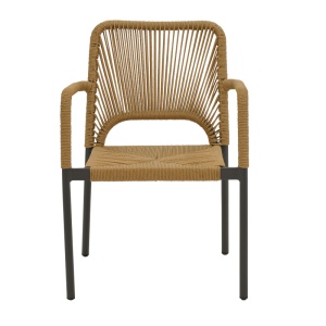 Fotoliu de exterior, Model Norture, culoare antracit si natural, aluminiu si poliratan, 57x61x85 cm - Img 5