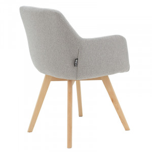 Fotoliu Nasima material textil gri - culoare lemn natural 57x58x84cm - Img 2