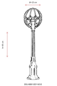 Lampadar de exterior M3B Negru 95x23 cm - Img 3