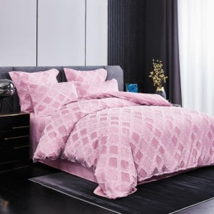 Lenjerie cu Broderie si Insertii Neat Romb Lila 6 Piese (Finet) - Img 1