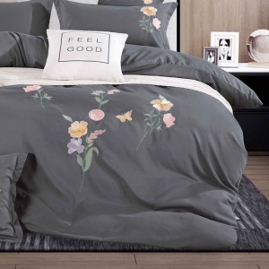 Lenjerie cu Elastic 180x200 cm, cu broderie, Sandro V3 Grey (Finet) - Img 1