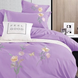 Lenjerie cu Elastic 180x200 cm, cu broderie, Sandro V5 Purple (Finet) - Img 3