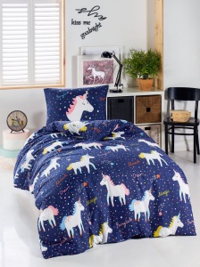 Lenjerie de pat 1 Persoana Model Magic Unicorn