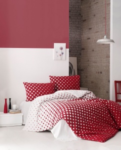Lenjerie de pat 1 Persoana Model Puanline Red