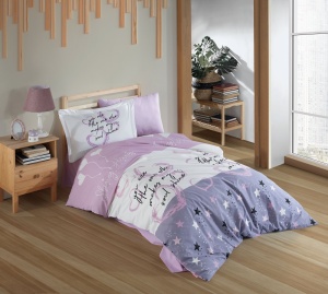 Lenjerie de pat 1 Persoana, Poplin Model Voyager Lilac