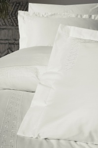 Lenjerie de pat dublu, Bumbac 100% Satinat Model Luxe Ecru - Img 2