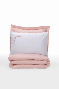 Lenjerie de pat dublu, Bumbac 100% Satinat Model Melinda Pink - Img 3