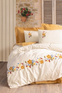 Lenjerie de pat dublu Model Pamuya Mustard
