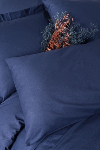 Lenjerie de pat dublu Model Plain Dark Blue - Img 2