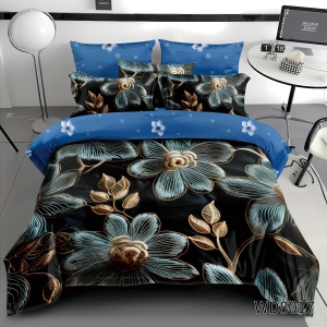 Lenjerie de pat FINET 5D Digital Print cu elastic – 4 piese, Midnight Garden