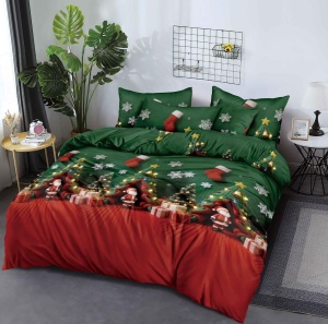 Lenjerie de pat Finet Christmas Elegance V5, 6 piese, cearșaf cu elastic