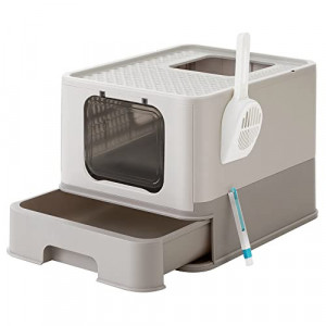 Litiera acoperita cu setar, Feandrea, Gri, 54.3×42.5×37.8 cm - Img 2
