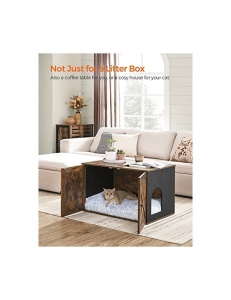 Litiera pentru pisici, Feandrea, PCL002X02, 80 x 53 x 49.2 cm, Maro - Img 3