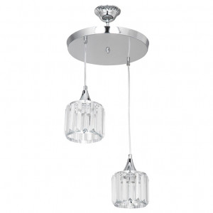 Lustra cu doua lumini PWL-1025, E27 crom-sticla, 30x70 cm - Img 2