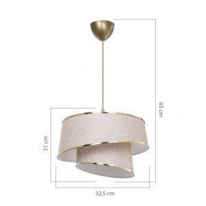 Lustra cu o singura lumina PWL-1127, E27 bej-maro-auriu, 32,5x65 cm - Img 3