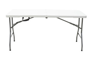 Masa de camping pliabila profesionala Rodeo cadru metalic, gri deschis 183x76x74 - Img 5