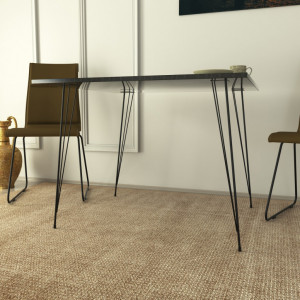 Masa Model Gordon, 90x90x75 cm, Negru/Negru marmorat - Img 2
