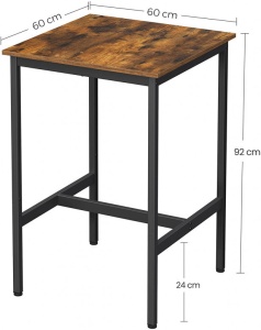 Masa Model Rosemary, 60x60x90 cm, Maro Rustic/Negru - Img 2
