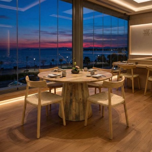 Masă Rahma I, natural, 120x120x77 cm - Img 2