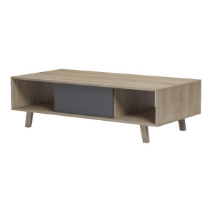 Măsuță de cafea Elonza, cu rafturi perimetrale, Sonoma/Gri antracit, 120 × 60 × 36 cm - Img 5