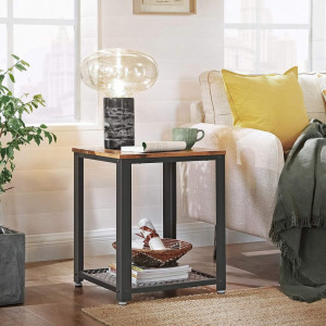 Masuta de Cafea Model Andre, 45x45x55 cm, Maro Rustic/Negru - Img 2