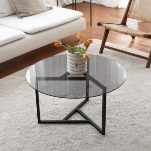 Masuta de Cafea Model Blake, 75x75x42 cm, Negru, Blat Sticla securizata - Img 2
