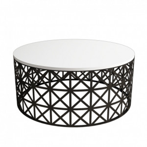 Masuta de Cafea Model Carson, 90x90x38 cm, Alb/Negru - Img 4