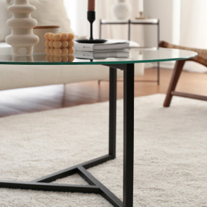 Masuta de Cafea Model Davila, 75x75x42 cm, Transparent/Negru, Blat Sticla securizata - Img 3