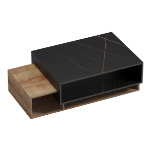 Masuta de Cafea Model Dekost, Stejar/Negru marmorat, 105x50x32 cm - Img 2