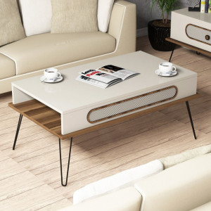 Masuta de Cafea Model Donovan, 105x56x45.8 cm, Crem - Img 1
