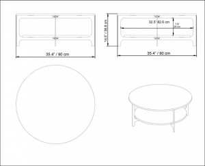 Masuta de Cafea Model Esparza, 90x90x36.8 cm, Negru - Img 4