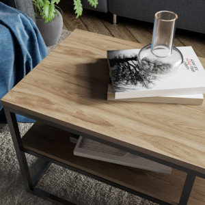 Masuta de Cafea Model Glover, 110.4x52x47 cm, Nuc/Negru - Img 3