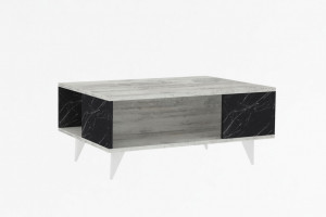 Masuta de Cafea Model Imani, 90x60x39.5 cm, Alb/Negru marmorat - Img 3
