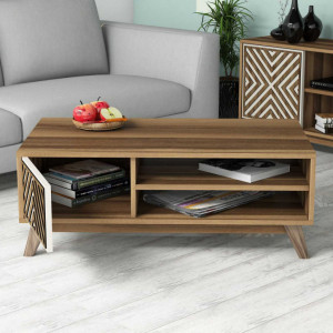 Masuta de Cafea Model Larson, 105x60x38.2 cm, Nuc/Crem - Img 2