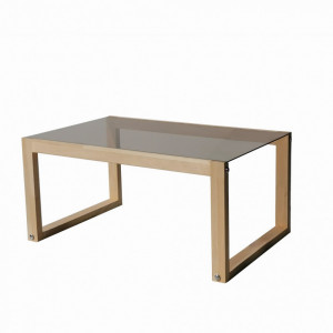 Masuta de Cafea Model Laura, 85x55x40 cm, Natural, Lemn masiv, Blat Sticla securizata - Img 8
