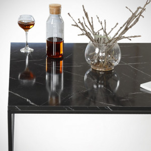 Masuta de Cafea Model Mayer, 75x75x43 cm, Negru marmorat - Img 6